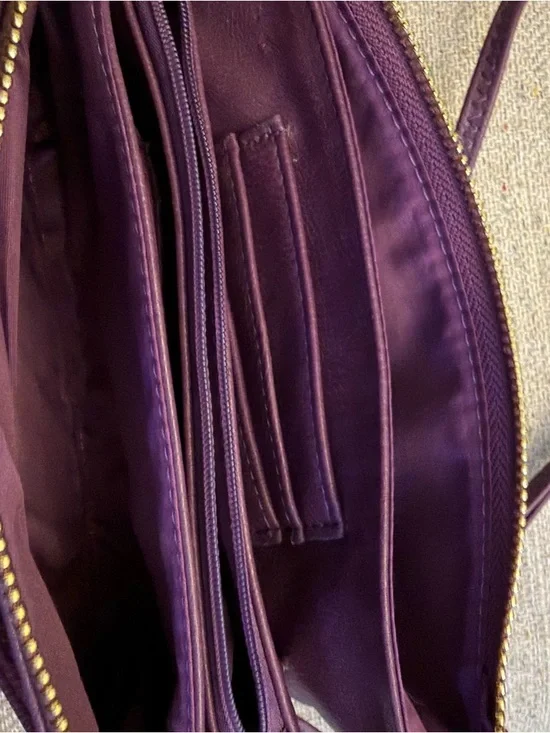 Tory Burch Deep Plum Leather Crossbody/Wristlet with Gold Logo - Picture 5 of 5